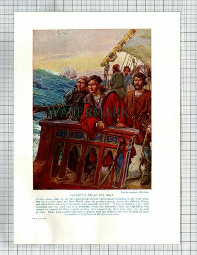 (6821) Christopher Columbus  - c.1930s Book Print