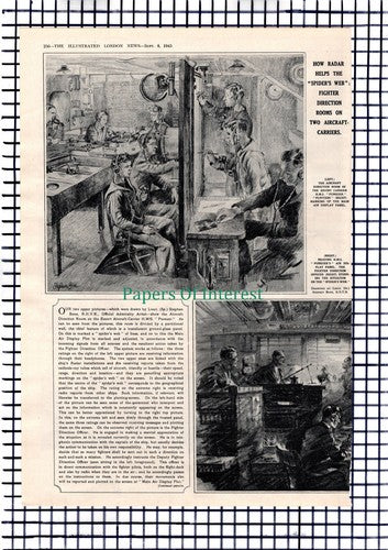HMS PURSUER Ship  Lt Stephen Bone COLOSSUS Direction Rooms - 1945 Article/ Print