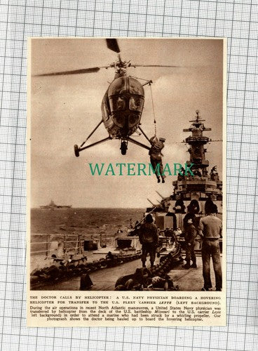 C2327) US Navy Physician Boards Helicopter US MISSOURI For LEYTE - 1948 Clip