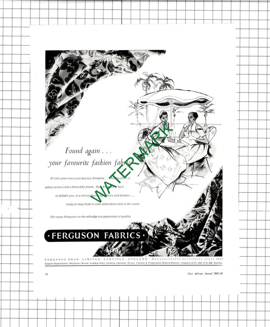 Ferguson Bros Ltd Carlisle Cumbria Fergotex Ferguson Fabrics - 1951 Advert