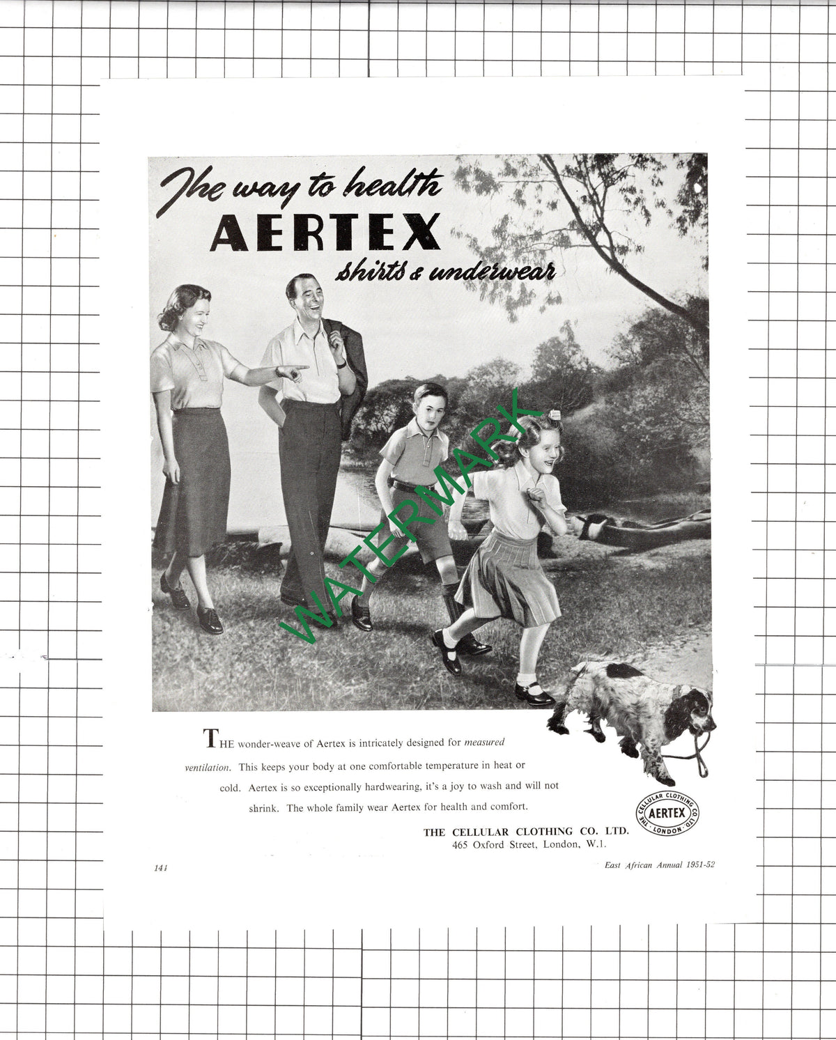 The Cellular Clothing Co Ltd  Oxford Street London Aertex - 1951 Advert