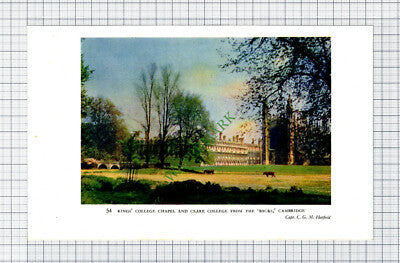 Kings College Chapel Clare College Cambridge - 1930s Small Book Print