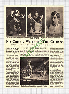 Circus Clowns Rupert Croft-Cooke Tom Belling Grock Ross Adam - 1949 Article