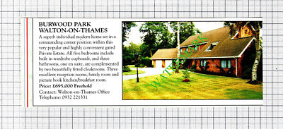 Burwood Park Walton-on-Thames House Sale Advert - 1991 Cutting