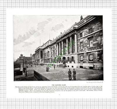 X2) The Customs House London / National Gallery St Martin's - c.1900 Book Print