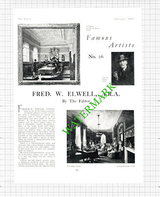 Fred William Elwell Artist - 1934  Article
