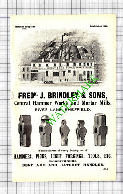 Frederick J Brindley & Sons Sheffield Hammer Works Small Advert - 1905 Cutting