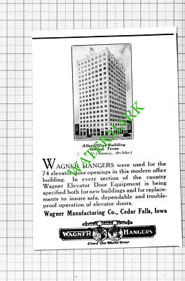 Wagner Cedar Falls Allen Office Building Dallas Texas Small Advert -1926 Cutting
