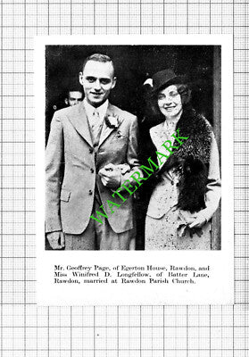 Eric Lamb Yeadon Margery Shuttleworth / Geoffrey Page Rawdon - 1938 Cutting