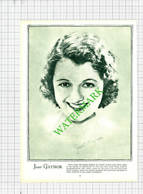 Janet Gaynor Actress  - 1930s Book Print
