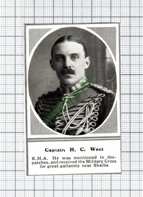Captain H C West RHA Shaiba WW1 -1915 SMALL Cutting