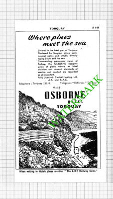 Belgrave Hotel Torquay Devon GH Gillin / Osborne Hotel Advert - 1964 Cutting