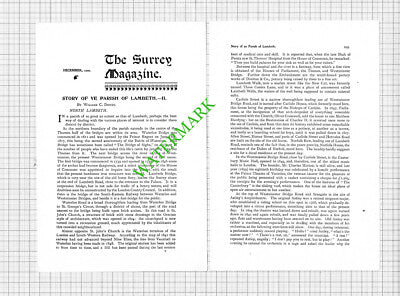 The Parish Of Lambeth London -  1900 Article (3 Parts)