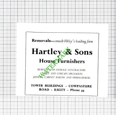 Hartley & Sons Furnishers Ilkley Yorkshire Small Advert - 1962 Cutting