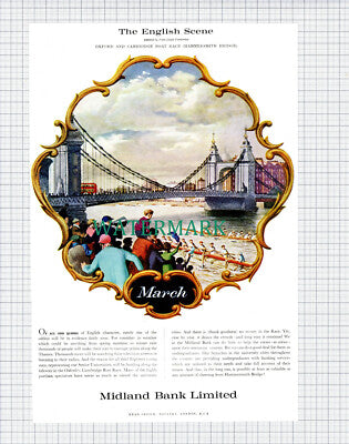 (X265) Midland Bank Oxford & Cambridge Boat Race Hammersmith Bridge - 1961 Clip