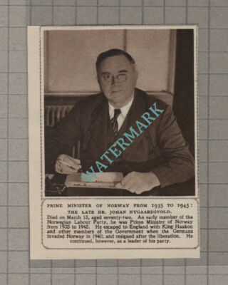 C3607) Hr Johan Nygaardsvold Norway Prime Minister Obituary - 1952 Clip