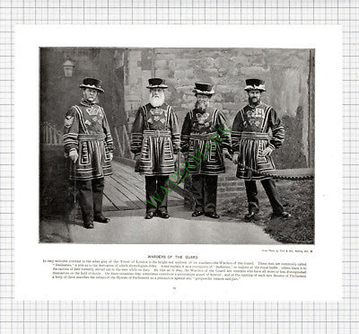X582) Tower Of London Warders / Greenwich Hospital  - c.1900 Book Print