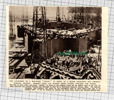 C3225) George's Bank Air Station Man Made Island Radar Detection - 1955 Clip