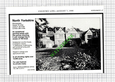 Hawes Yorkshire House Sale Advert  - 1980 Cutting