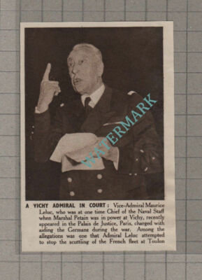 Vice Admiral Maurice Leluc Vichy In Court - 1950 Small News Clipping