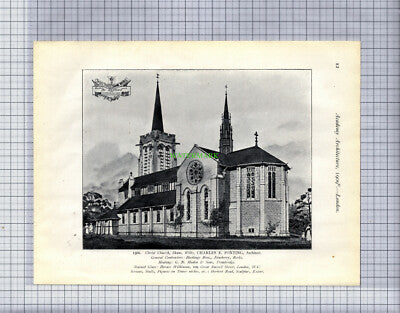 7837) Christ Church Shaw Wiltshire Charles Ponting / Monastery Caldey  - 1909
