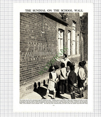 9116) Partington Yorkshire School Sundial - c.1930s Cutting / Print
