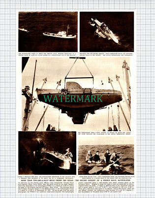 (X181) French Naval Bathyscaphe Descent Georges Houot Pierre Willm - 1954 Clip