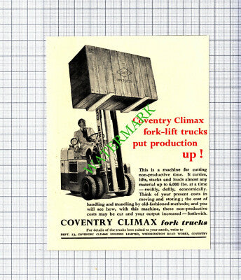 Coventry Climax Fork Lift Trucks Small Advert - 1951 Cutting