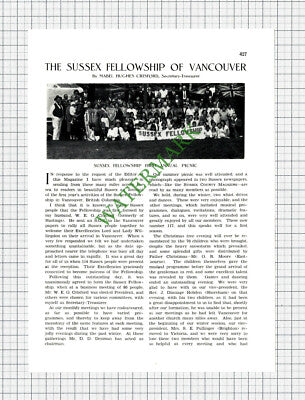 9781) The Sussex Fellowship Of Vancouver Mabel Crisford - 1930 Article