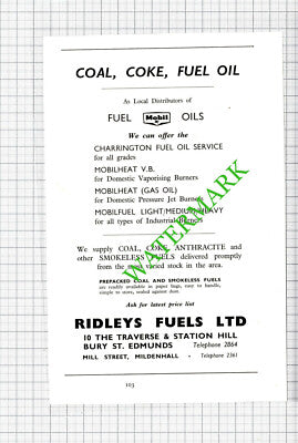 Thomas Ridley & Son Ridleys Fuels Bury St Edmunds Advert -1964 Cutting