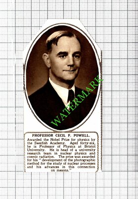 Professor Cecil F Powell Nobel Prize  -  1950 SMALL Cutting