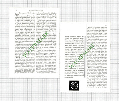 Alberto Lleras President Of Columbia - 1960 Article