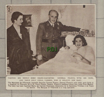 C893) General Franco Daughter Carmen Gives Birth - 1951 Cutting