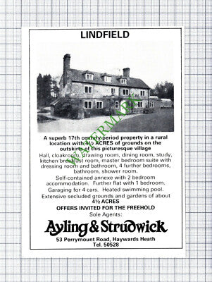 Lindfield House Sale Advert - 1981 Cutting