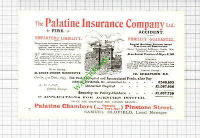 The Albany Hotel Sheffield / Palatine Insurance Oldfield Advert -1897 Cutting