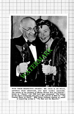 Cecil B De Mille Film Producer Miss Gloria Grahame Actress - 1953 Cutting