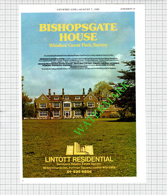 Bishopsgate House Windsor Great Park Sale Advert - 1980 Cutting