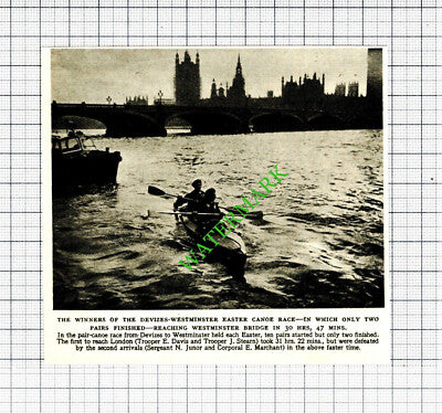 E Davis J Stearn N Junor Corporal E Marchant Canoe Race  - 1953 Small Cutting