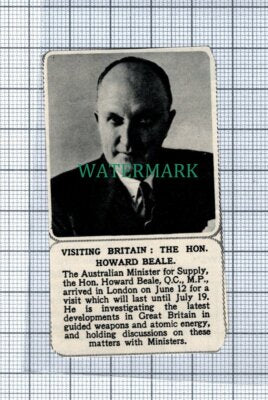 The Hon Howard Beale Australian Minister Supply - 1955 News Cutting