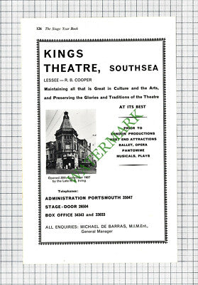 Kings Theatre Southsea Michael De Barras  Advert  - 1968 Cutting
