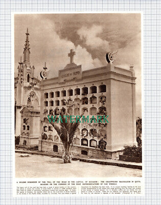 (X102) Chauffeurs Mausoleum Quito Ecuador Drivers Graves Road Safety - 1949 Clip