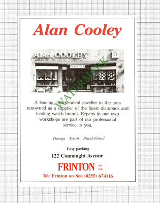 Alan Cooley Jeweller Frinton Essex Advert - 1988 Cutting