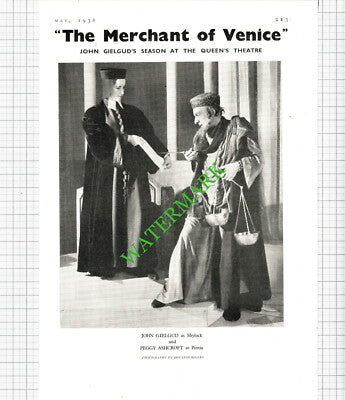 Merchant Of Venice John Gielgud Peggy Ashcroft  - 1938 Article