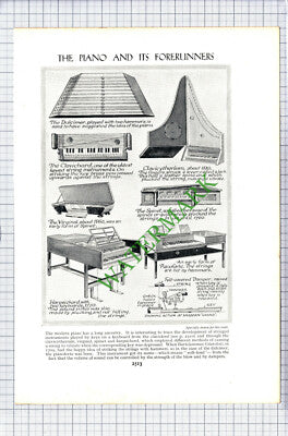 The Piano And Its Forerunners - c.1920s Cutting / Print