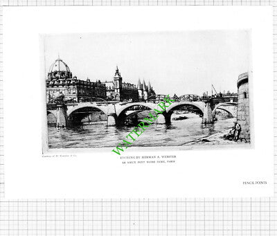 Notre Dame Bridge Paris Herman A Webster - 1926 Cutting / Print
