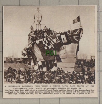 C1168) French Naval Band Anglo-French Rugby Match Colombes Stadium - 1948 Clip