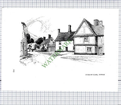 Stoke By Clare Suffolk / Stoke By Nayland - c.1980s Print / Cutting