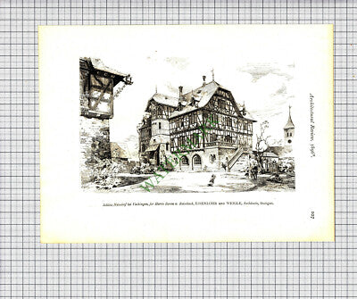9354) Schloss Nussdorf bei Vaihingen   / No 87 Zimmerstrasse Berlin - 1896 Print