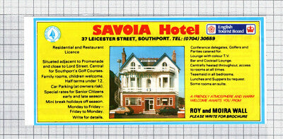 C7647) Constancia Hotel Southport Bennett / Savoia Roy Moira Wall - 1986 Advert