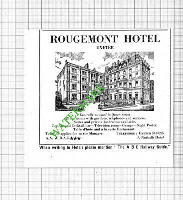 Rougement Hotel Exeter Small Advert - 1964 Cutting